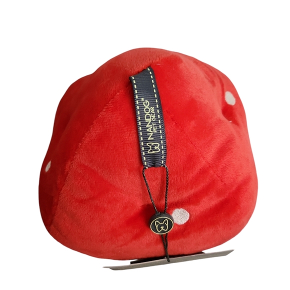 NanDog Pet Gear Stuffed Squeak Smiley Face Gray And Red Mushroom With Polkadots - Picture 8 of 11